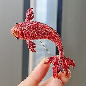 Red Koi Fish Brooch Pin Great Sweater Blazer  or Jacket accessory